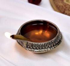 Vintage Golden Brass Lamp Diya for Diwali Decoration